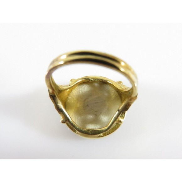 Antique Style Japanese Satsuma Iris Flower Ring Gilt Sterling Size 6.5 - Picture 9 of 9